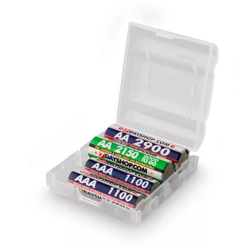 AA/AAA (14500/10440) batterijhouder voor 4 batterijen, transparant