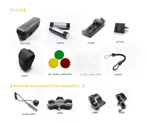 Maxtoch LA60 focusbare LEP laserzaklamp, bereik 2800 m