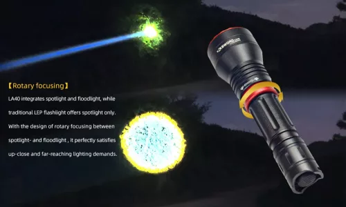 Maxtoch LA40 focusbare LEP laserzaklamp, bereik 1800 m
