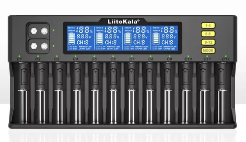 Liitokala Lii-S12 LCD batterij oplader – parallel opladen van 12 batterijen