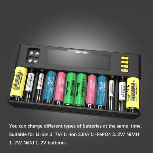 Liitokala Lii-S12 LCD batterij oplader – parallel opladen van 12 batterijen