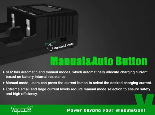 Vapcell SU2 snellader voor Ni-MH, 1,5V en 3,6V Li-ion batterijen
