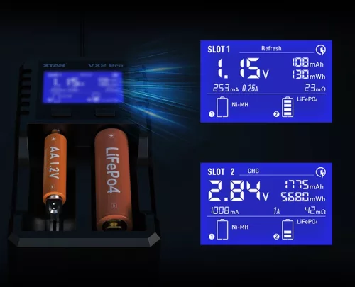 XTAR VX2 Pro slimme lader en batterijcapaciteitstester
