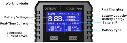 XTAR VX2 Pro slimme lader en batterijcapaciteitstester