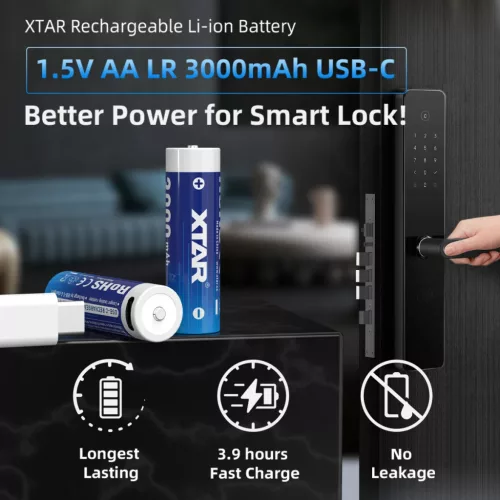 XTAR 4x AA 1,5V 3000 mAh USB-C oplaadbare accu