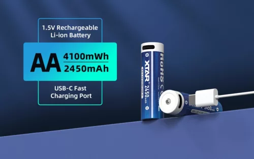 XTAR 4x AA 4100 mWh / 2450 mAh USB-C oplaadbare Li-ion accu