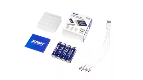 XTAR 4x AA 4100 mWh / 2450 mAh USB-C oplaadbare Li-ion accu