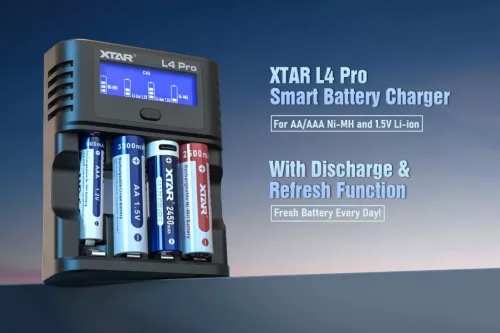 XTAR L4 Pro intelligente lader voor AA/AAA 1.2V Ni-MH en 1.5V lithiumbatterijen