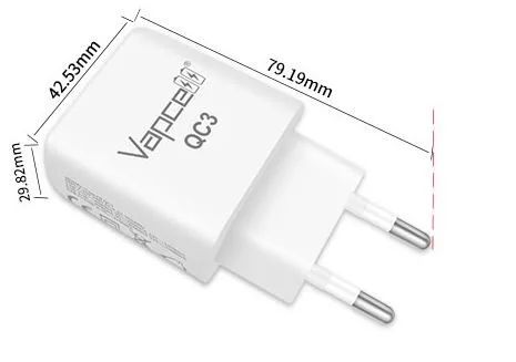 Vapcell QC3 wandlader adapter met 3A/18W laadstroom