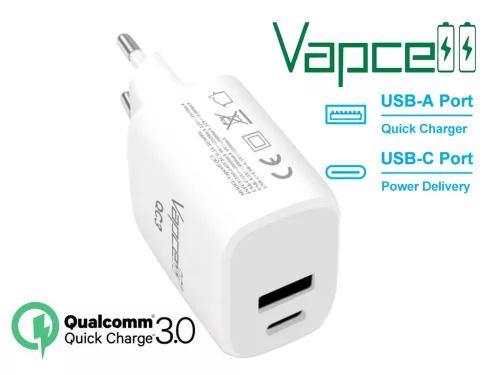 Vapcell QC3 wandlader adapter met 3A/18W laadstroom