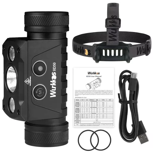 Wurkkos HD50 hoofdlamp 4000 lumen met rood licht