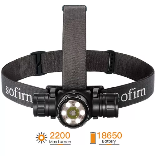 SOFIRN HS21 oplaadbare hoofdlamp 2300 lumen, 3 soorten LED