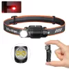 Wurkkos HD12 Mini lamp, wit en rood licht, USB-C oplaadbare 14500/AA hoofdlamp, eenvoudig bedieningspaneel, instelbare hoofdband