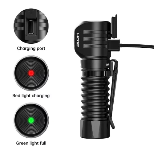 Wurkkos HD12 Mini lamp, wit en rood licht, USB-C oplaadbare 14500/AA hoofdlamp, eenvoudig bedieningspaneel, instelbare hoofdband