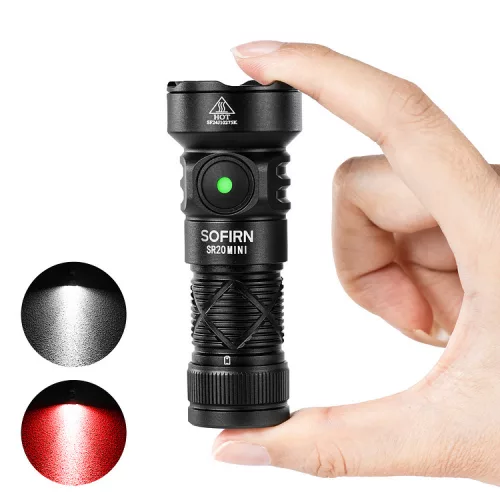 SOFIRN SR20MINI EDC zaklamp, 1200 lumen, rood en wit licht