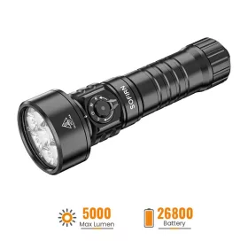   Sofirn SD11 Duiklamp, 5000LM, CRI 90, Oplaadbare Waterdichte Zaklamp met 660NM Rood Licht, 3000K-6500K, USB-C, IPX8, met 1/4" Bevestiging, Polskoord, voor Onderwaterfotografie, Vissen, Waterwerk
