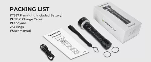 Wurkkos TS27 superheldere zaklamp, 3200 lumen, 845 m bereik, 15.000 mAh accu