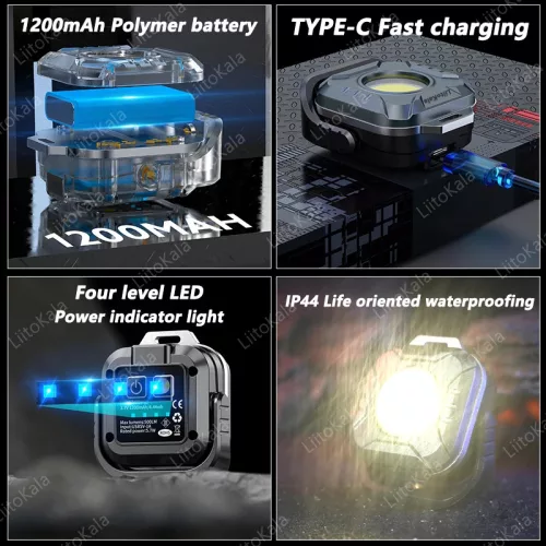 LiitoKala LF-986 Mini werk-/leeslamp LED+COB 500LM, Type-C oplader, 5V1A ingang, ingebouwde 1200mAh accu
