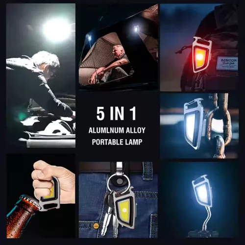 Boruit YHX-0209 multifunctionele COB sleutelhangerlamp + flesopener