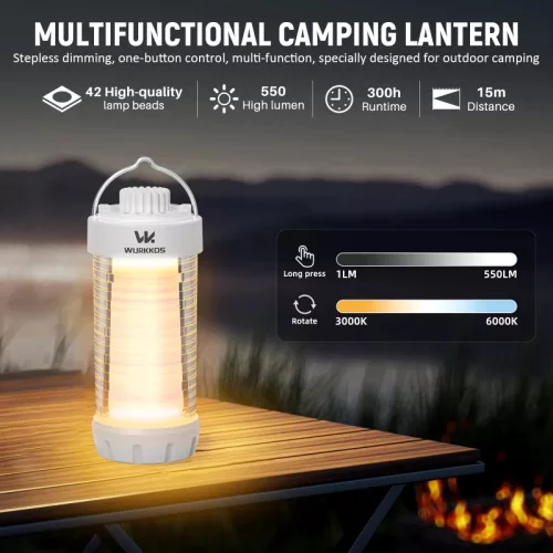 Wurkkos CL01 campinglamp, instelbare kleur, powerbank, RGB