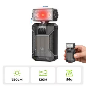   WURKKOS HD04 Clip-On EDC Zaklamp – 750LM, 180° draaibare kop, spot-/vloedlicht/RGB voor outdoor, werk & noodsituaties