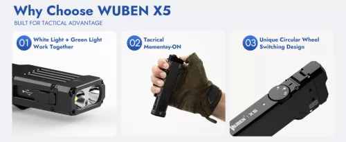 WUBEN X5 Oplaadbare Zaklamp – 1300 lumen, 6 lichtstanden
