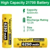Vapcell F63 6250 mAh oplaadbare 21700 Li-ion accu 12,5A belastbaarheid